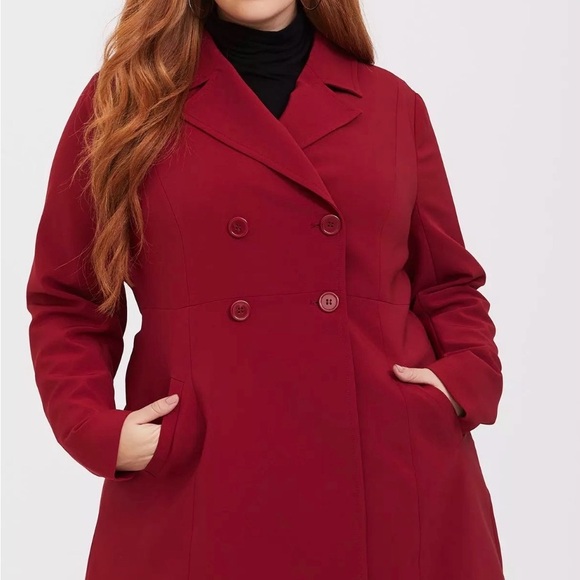 torrid Jackets & Blazers - TORRID Twill A-Line Trench Red Coat size 5 Red